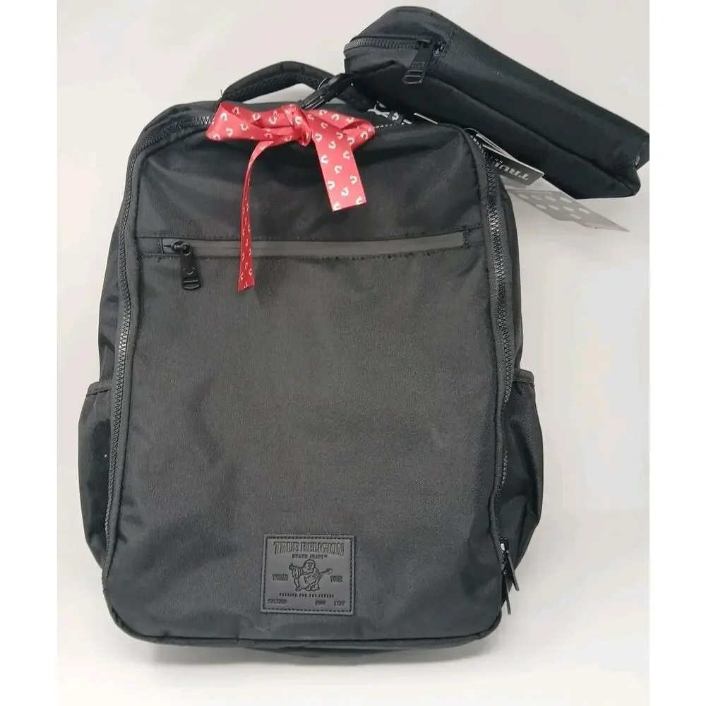 True Religion Computer Backpack Dome Style Black TR104863 & BONUS Tech Kit. NWT